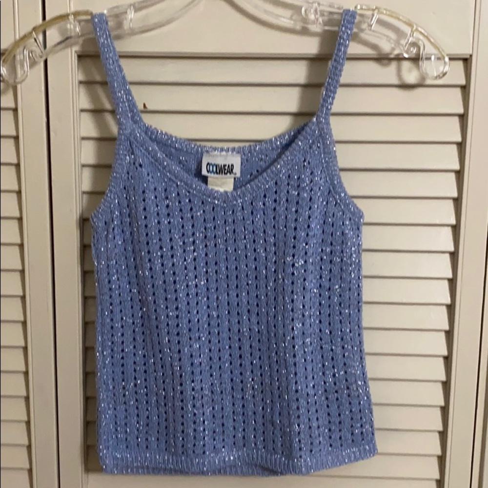 Vintage baby blue lilac metallic cardigan set